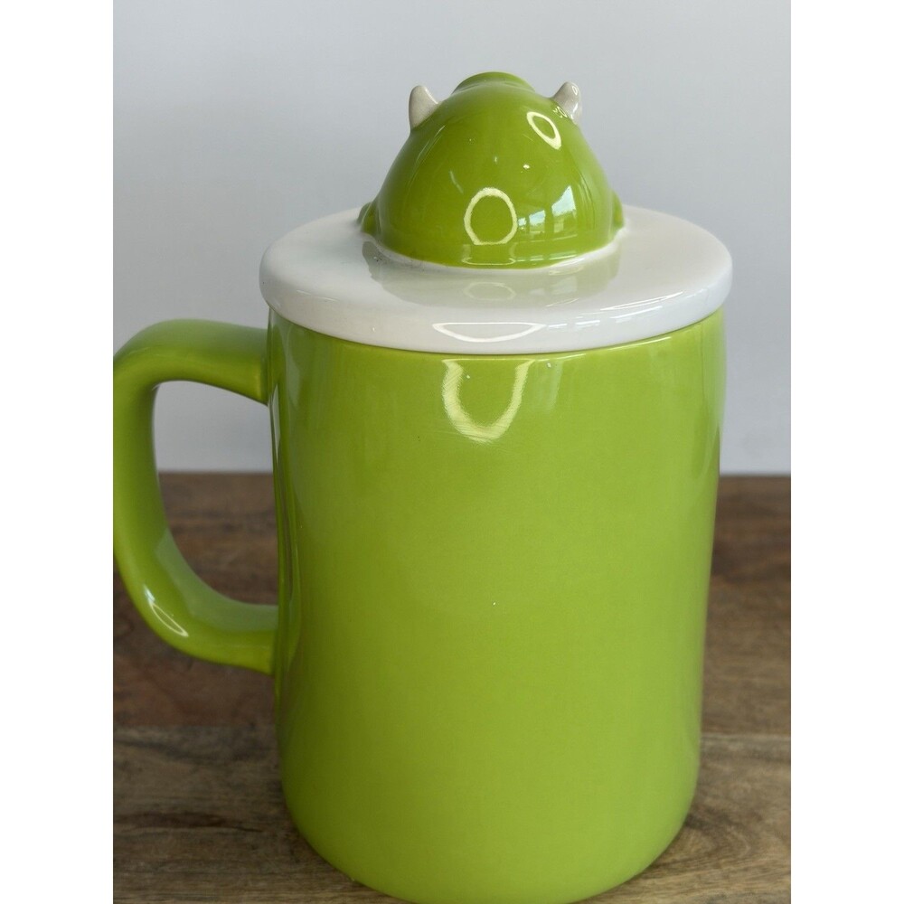 Rae Dunn Pixar Monsters Inc. Mike Wazowski Mug w/ Topper Lid Green - Disney - Picture 3 of 9